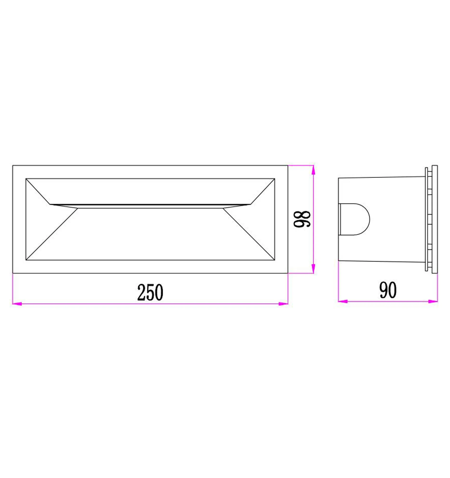 BRICKTRI: LED Tri-CCT Exterior Recessed Rectangular Wall / Brick Lights IP65