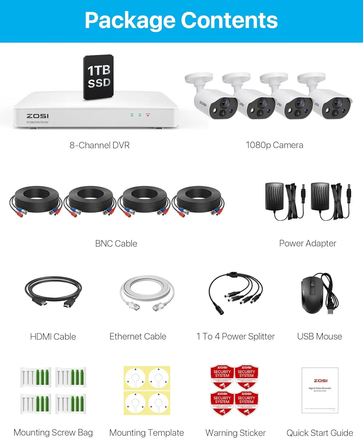 C303 1080P 8 Channel Security System with Audio   1TB Hard Drive