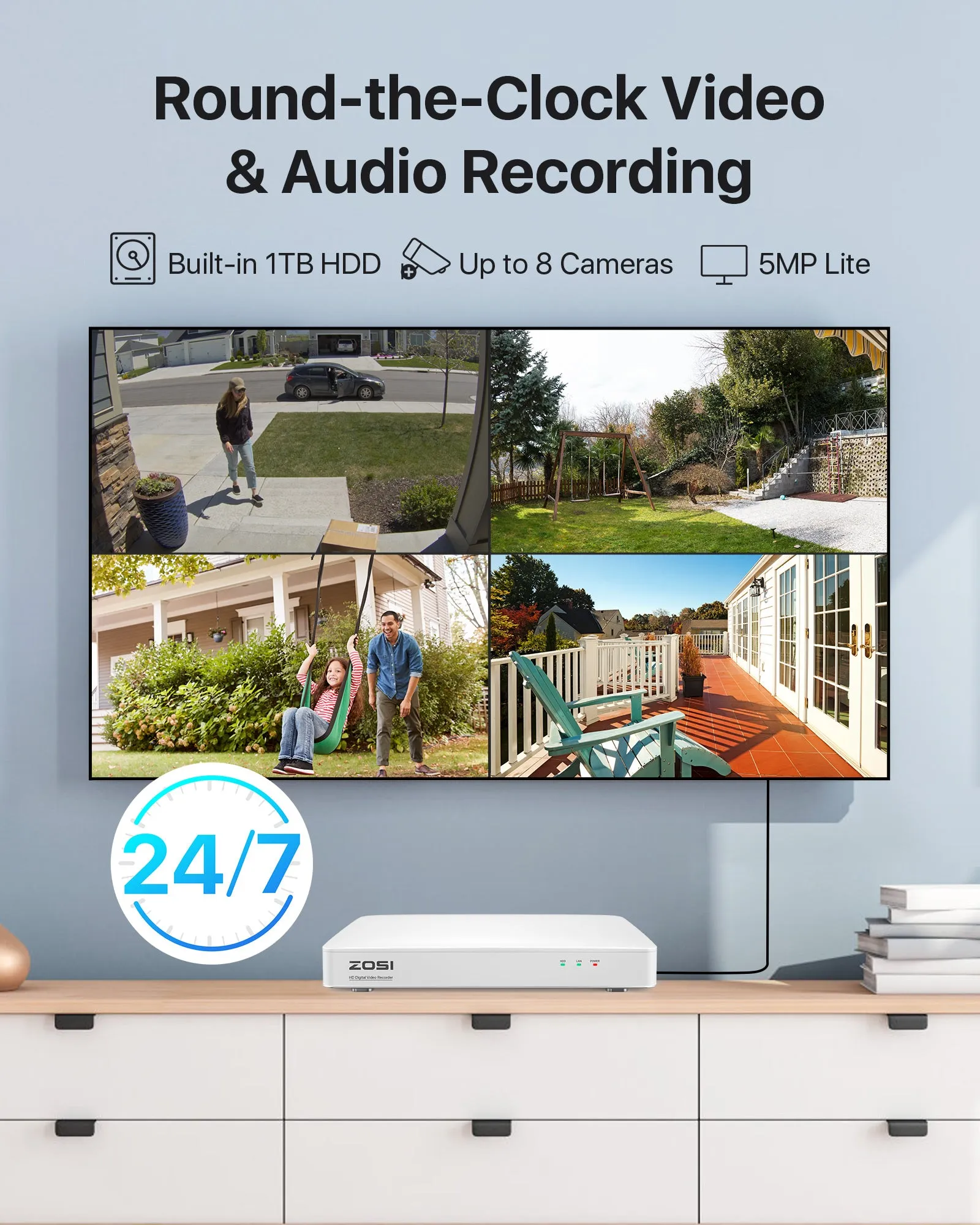 C303 1080P 8 Channel Security System with Audio   1TB Hard Drive