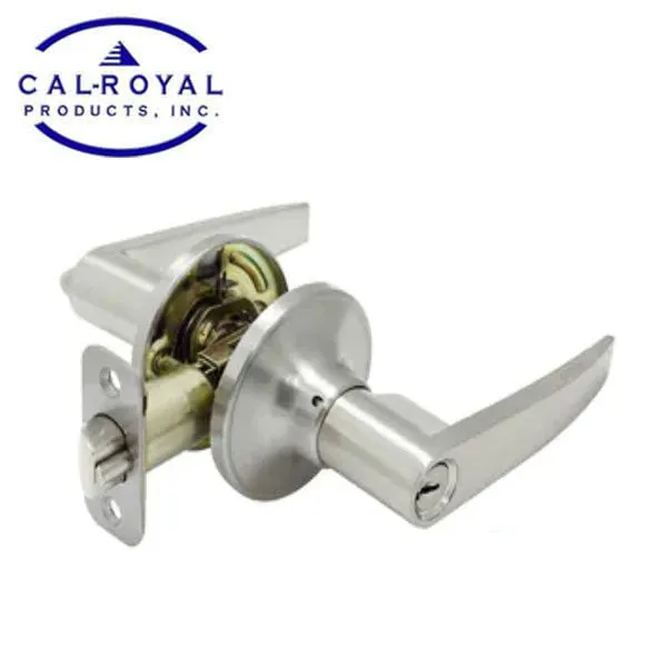 Cal-Royal - Chelsie - Light Duty Cylindrical Lever Set - Entrance - Lenox Lever - Round Rose - Satin Nickel - Grade 3