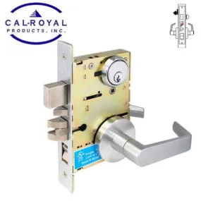Cal-Royal - SC8453 - SC Series Mortise Lock - Heavy Duty - Entrance - SS Lever - 2 3/4" Backset - Satin Chrome - Fired Rated - Grade 1