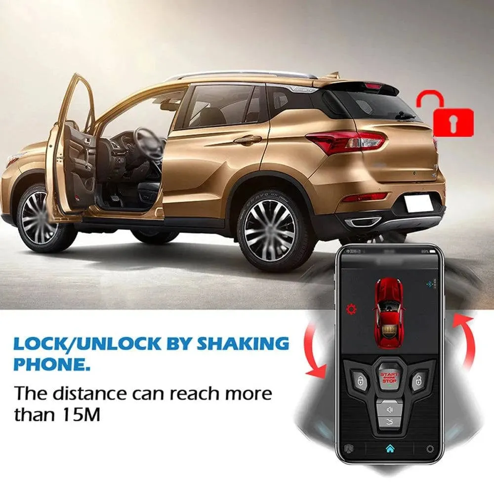 Car Anti-Theft Alarm Remote Starter System PKE Keyless Entry Central Lock Kit 2-Way Vibration Alarm Support APP Control