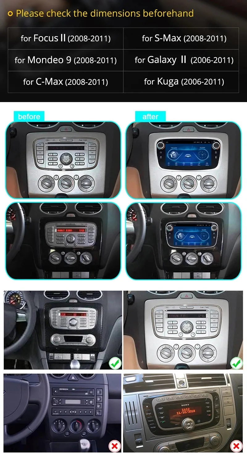 Car Dealz 7" Android 10.0 Car Radio For Ford Focus/S-Max/Mondeo 9/Galaxy C-Max In Dash Plus OEM Fascia