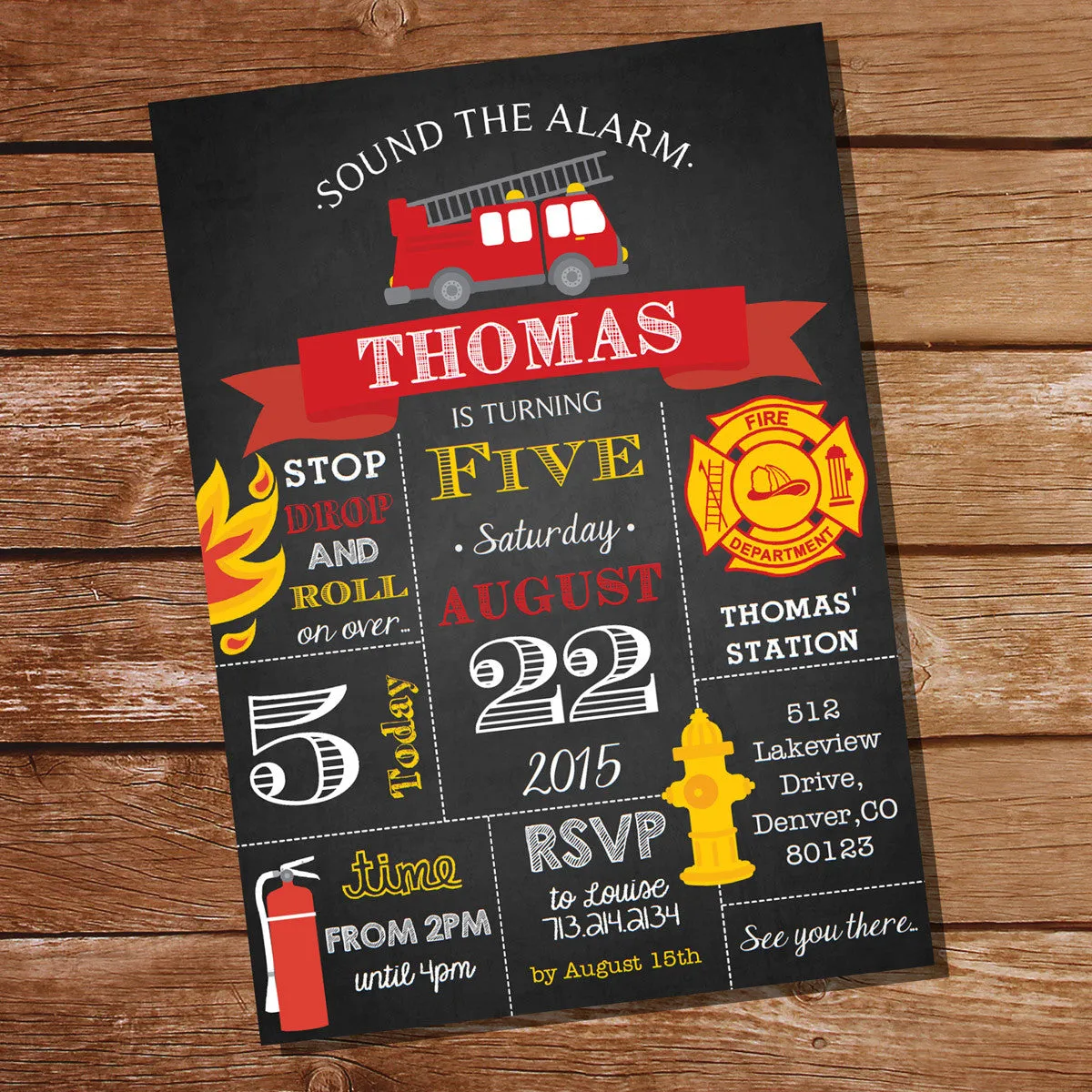 Chalkboard Fireman Party Decorations | Firefighter Birthday Party