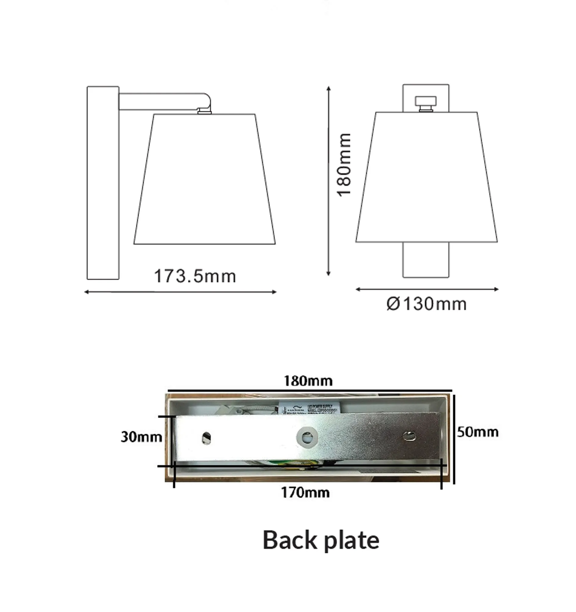 CHESTER: City Series LED Wall White 1 Switch Clear PS Shade Wall Lights