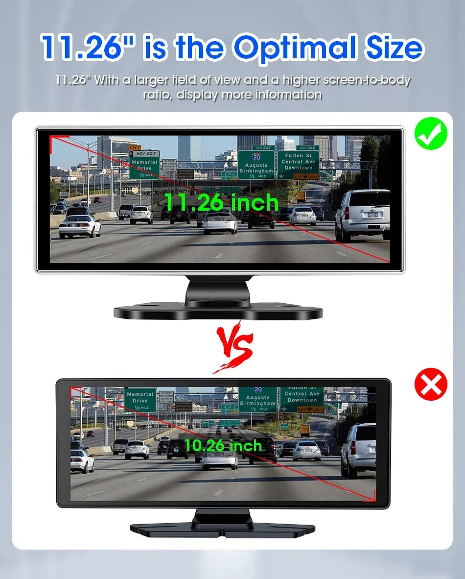 Color Name: GRAY, Sd Card Memory: 8g - 11.26" 4K Dash Cam Rear