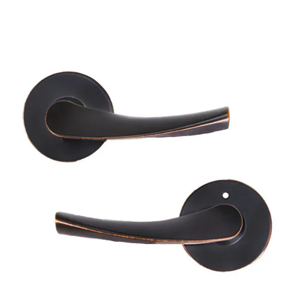 Contemporary Wave Lever Set - Passage - Round Rose - Aged Bronze - Grade 3
