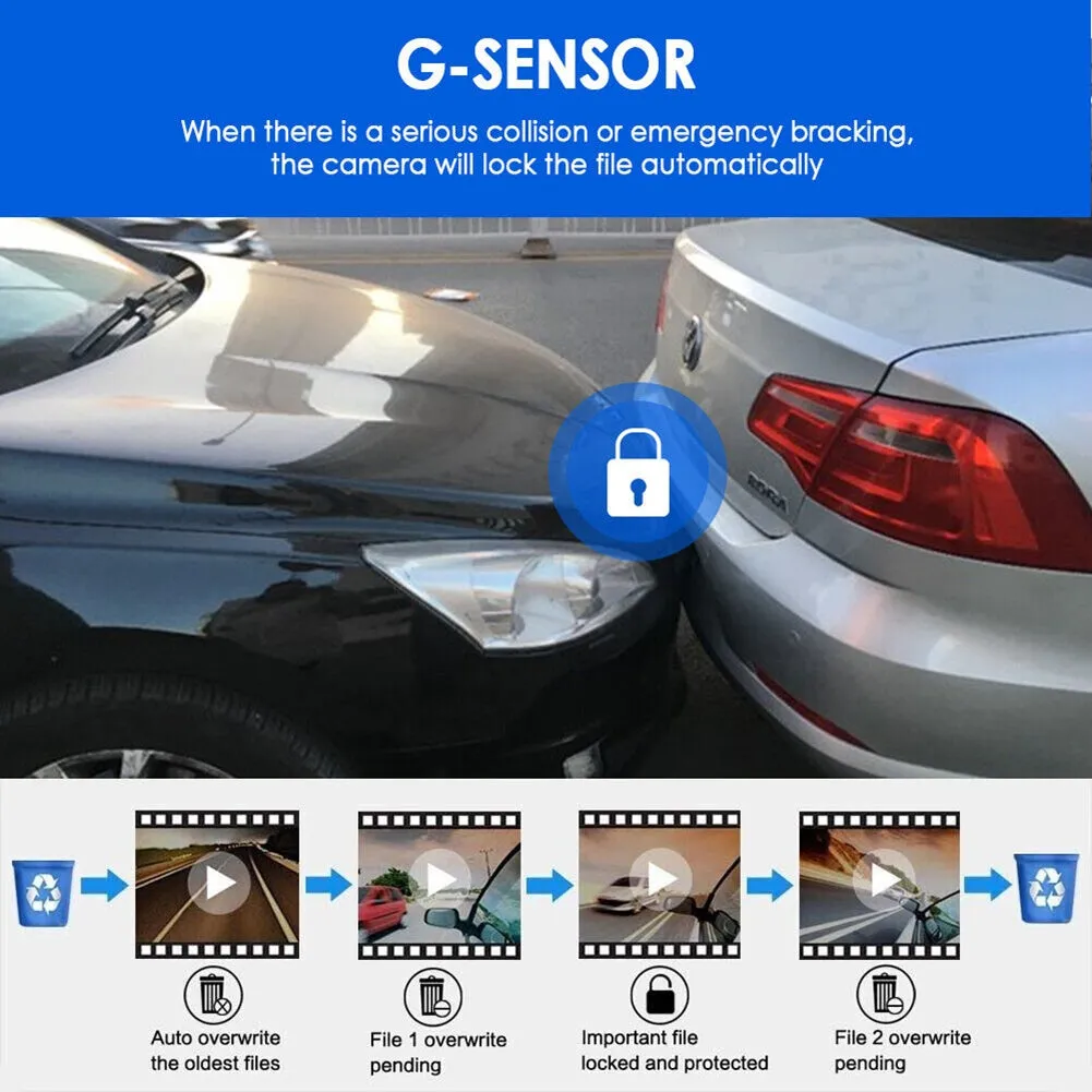 Dash Cam 3.16-inch Dual-lens Driving Recorder Front Inside Camera