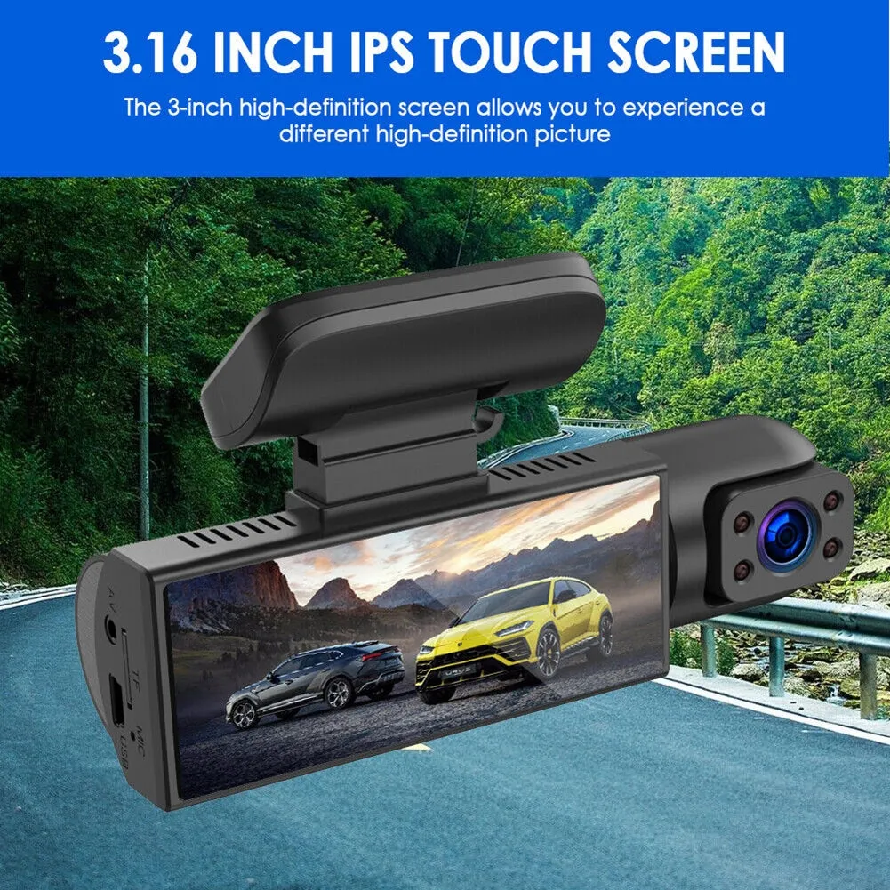Dash Cam 3.16-inch Dual-lens Driving Recorder Front Inside Camera