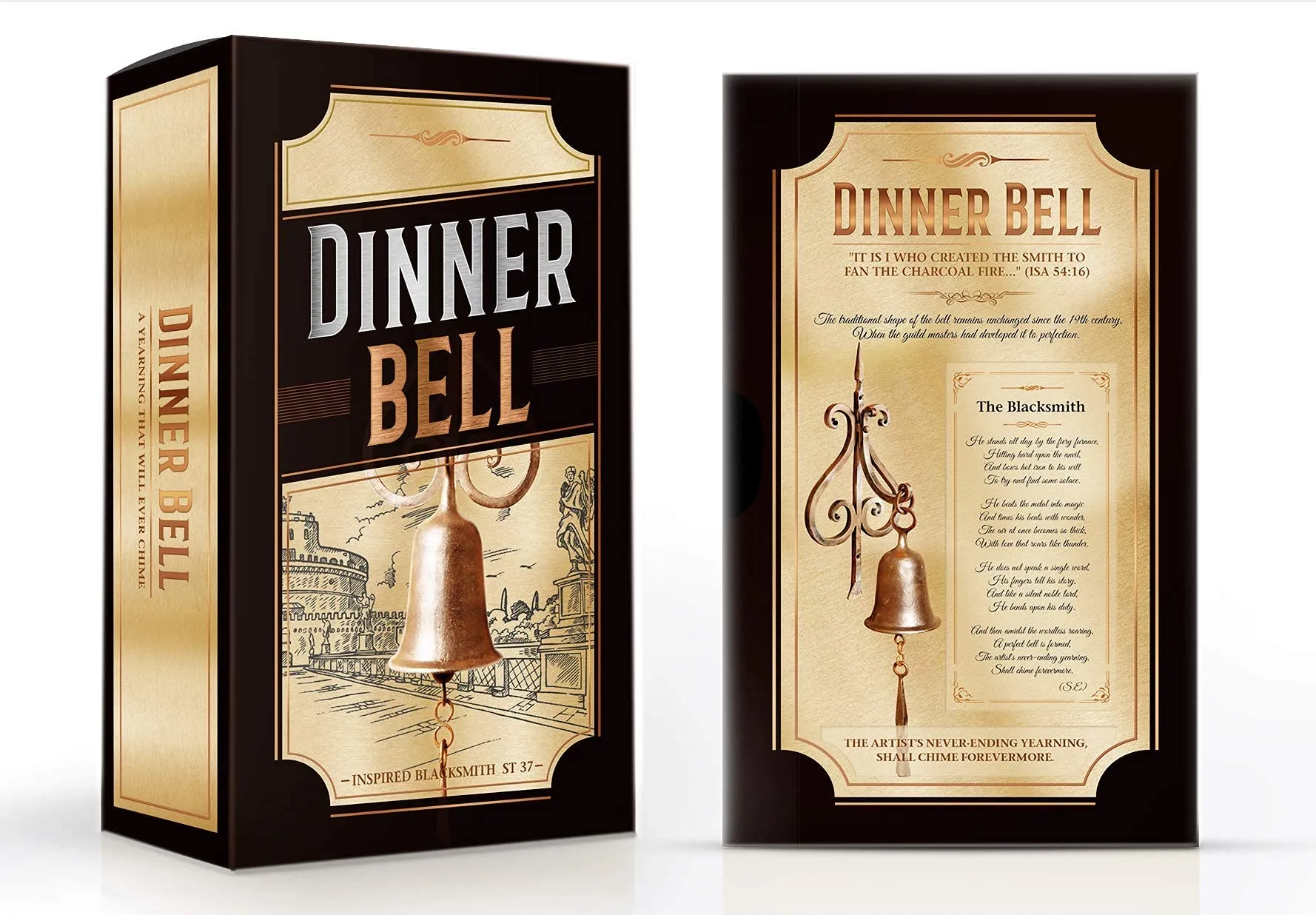 Dinner Bell, Cast Iron Design, Featured On An Antique Vintage Rustic Farmhouse Bracket