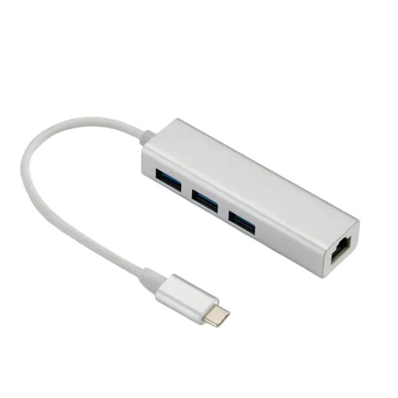 Fast Charging Type-C 3 Ports Hub With Ethernet Adapter