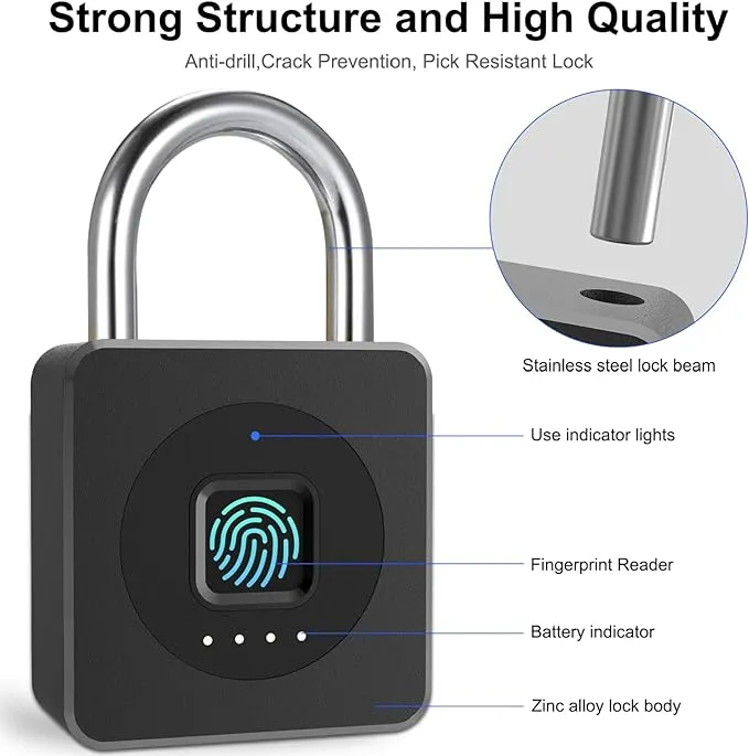 Fingerprint Padlock - Heavy Duty