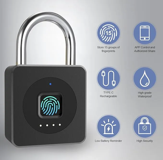 Fingerprint Padlock - Heavy Duty