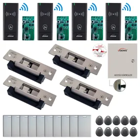 FPC-9002 Four Door Access Control Time Attendance TCP/IP RS485 Wiegand Controller Box   Electric Strike Fail Safe Fail Secure   Wireless Card Reader   Wireless Receiver PCB   Software Included Kit