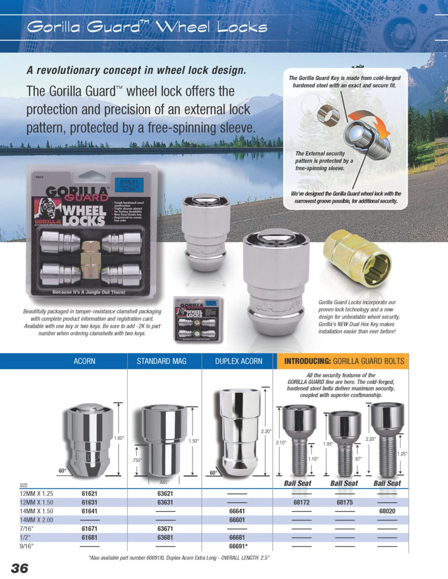 Gorilla Automotive Guard Locks, 1/2" Wheel Locks for Cars with Key, Acorn, Chrome