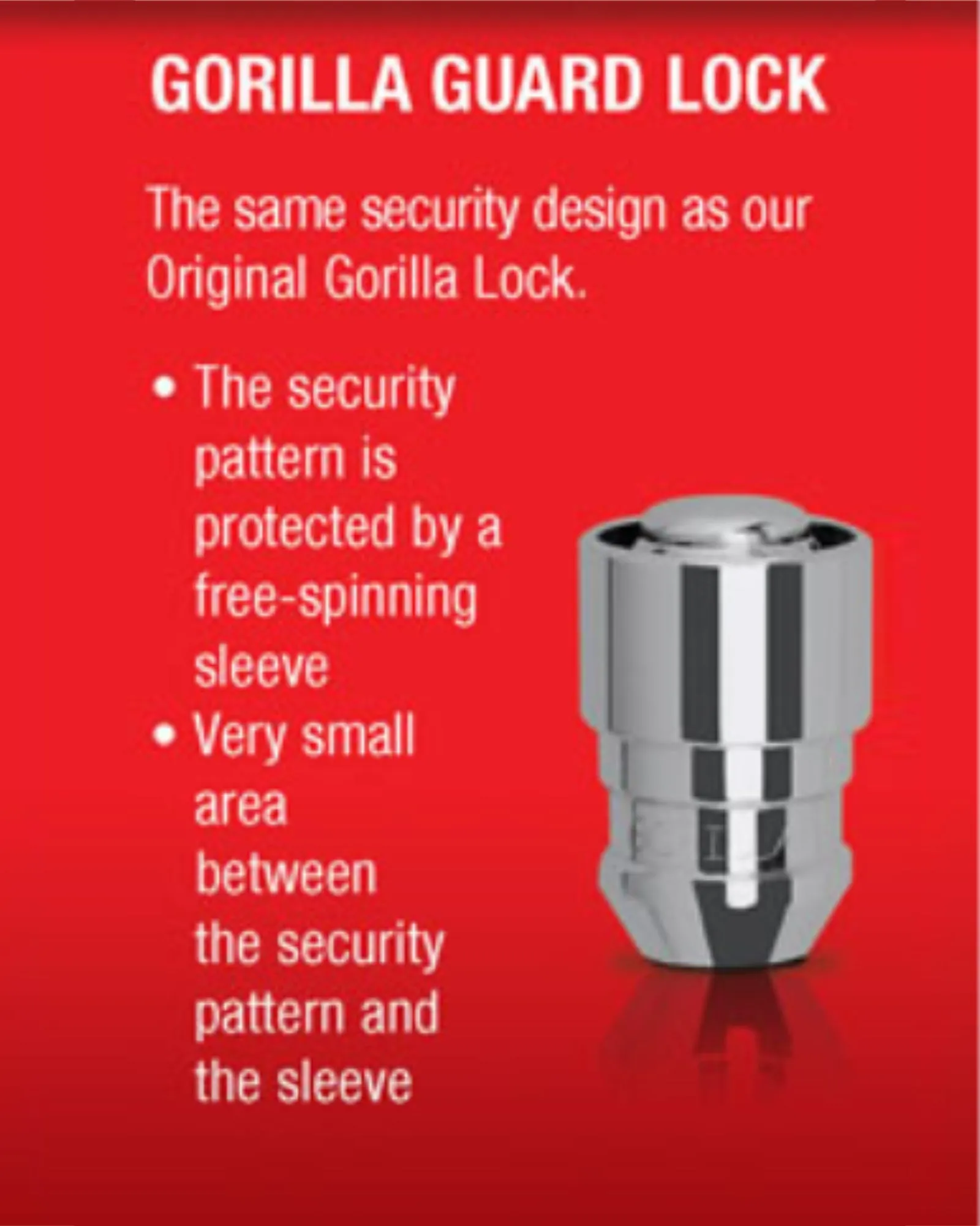 Gorilla Automotive Guard Locks, 1/2" Wheel Locks for Cars with Key, Acorn, Chrome