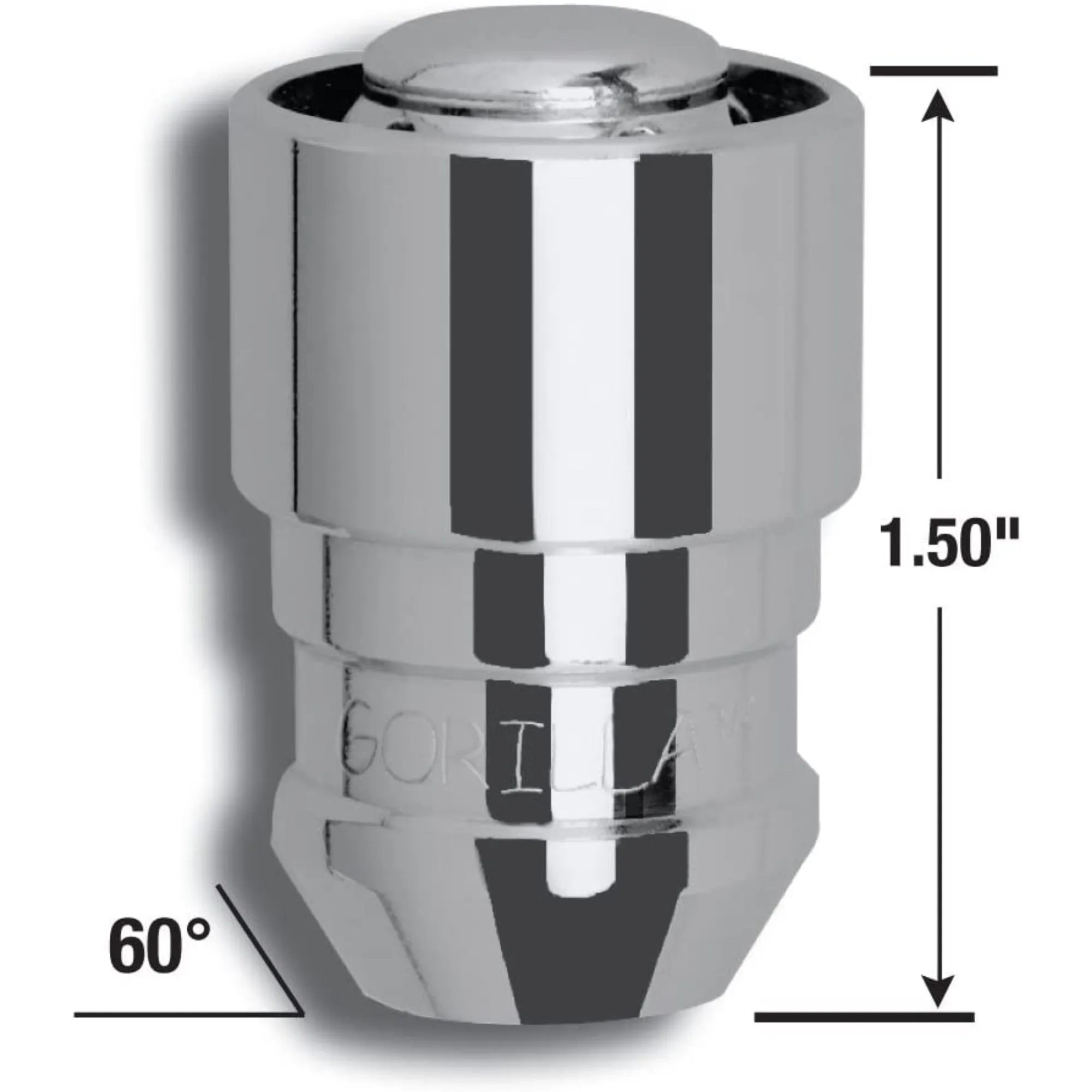 Gorilla Automotive Guard Locks, 1/2" Wheel Locks for Cars with Key, Acorn, Chrome