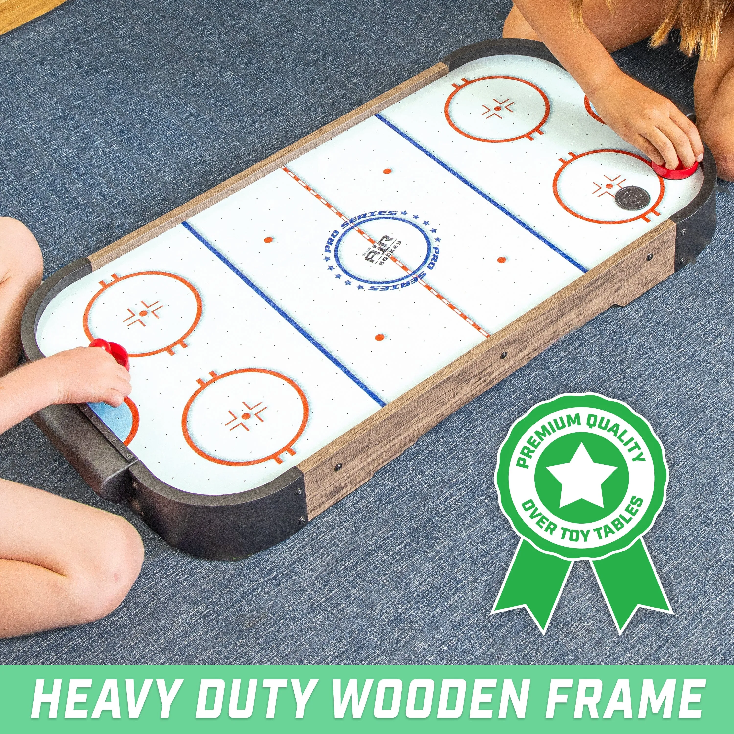 GoSports 30 Inch Table Top Air Hockey Game for Kids - Oak