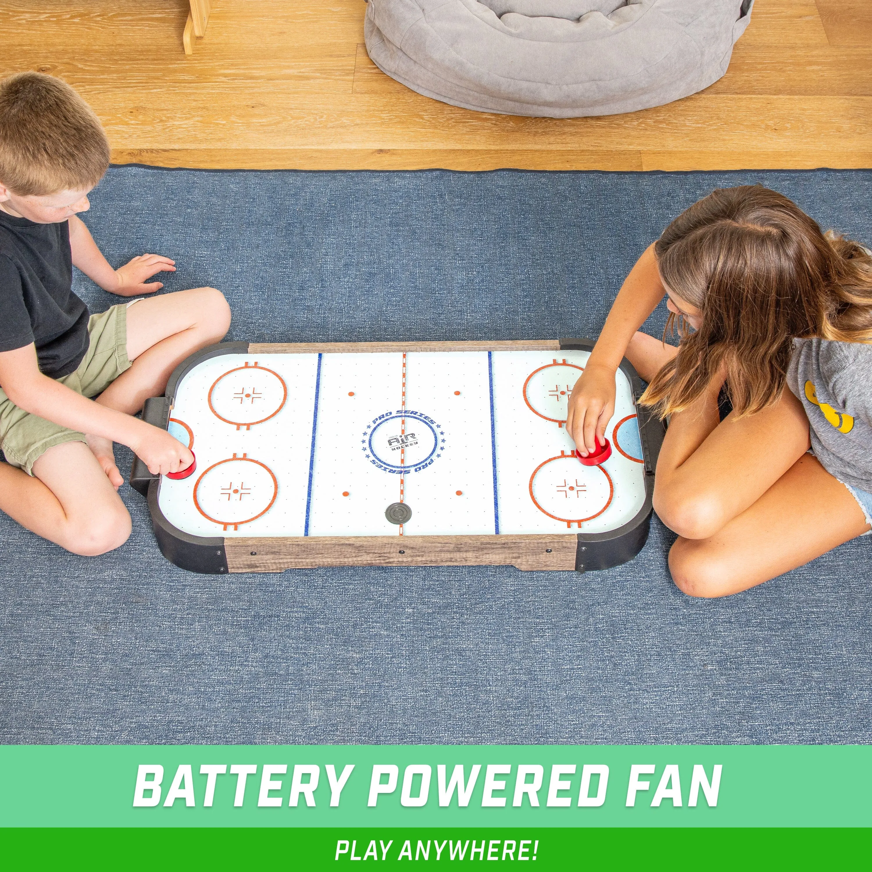 GoSports 30 Inch Table Top Air Hockey Game for Kids - Oak