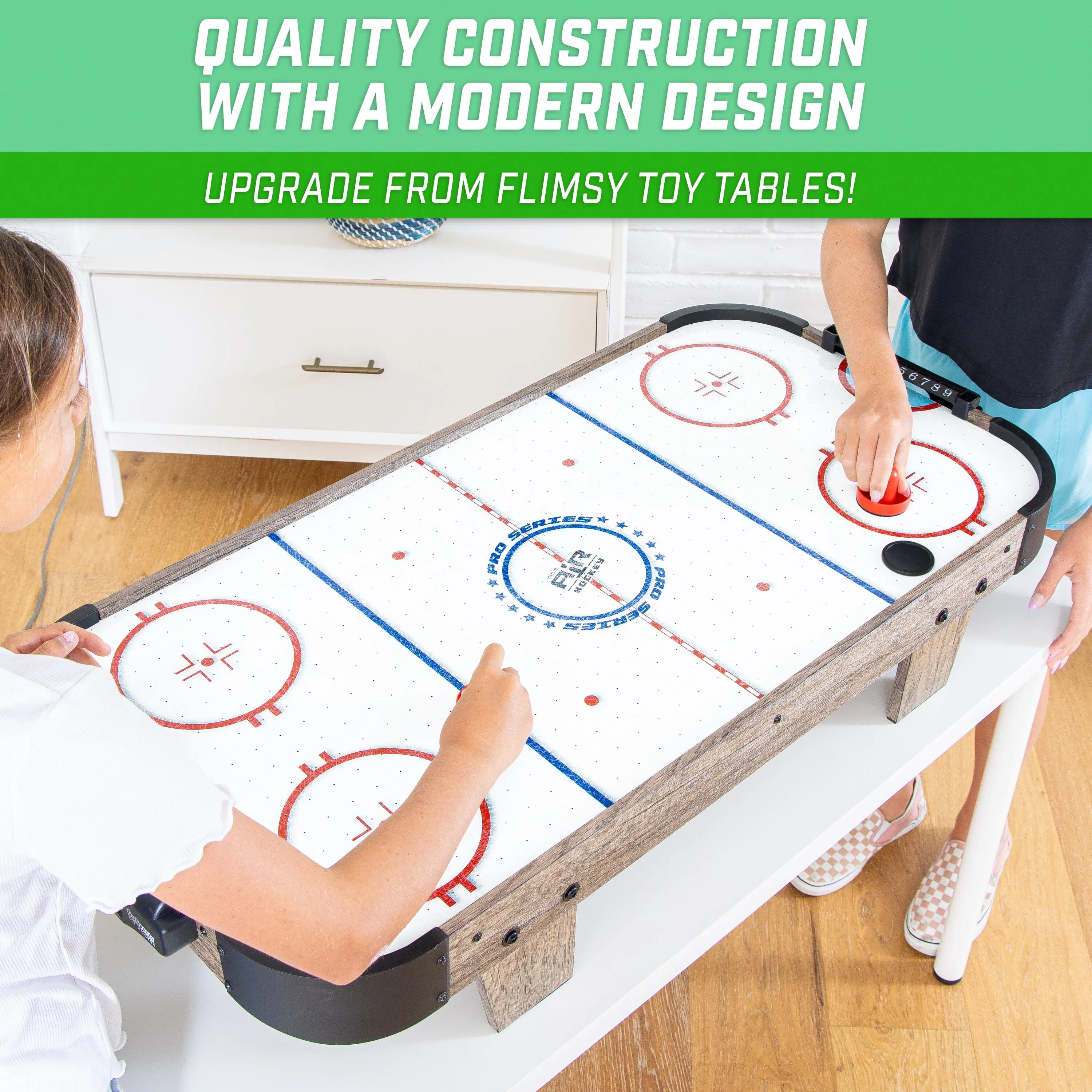 GoSports 40 Inch Table Top Air Hockey Game for Kids - Oak