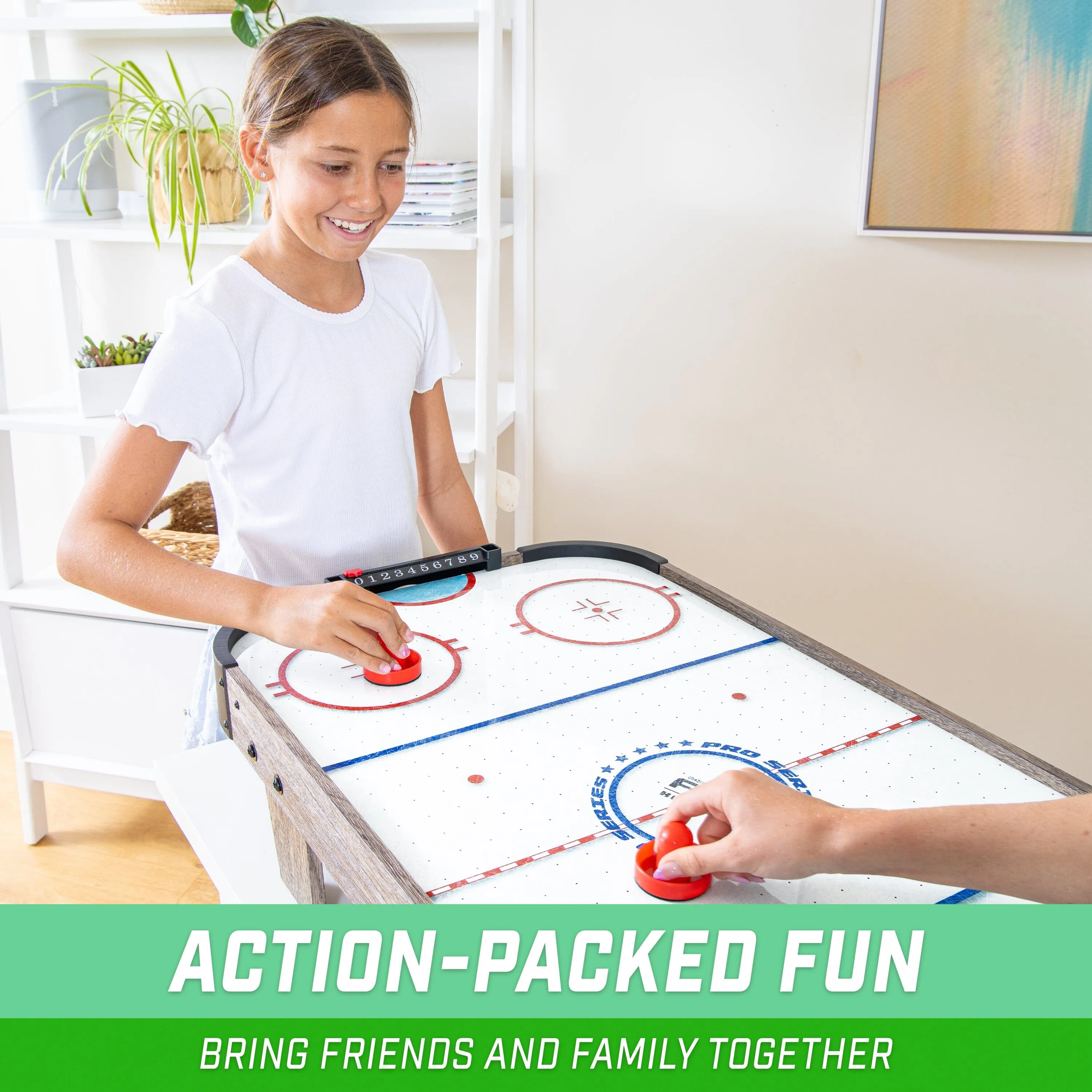 GoSports 40 Inch Table Top Air Hockey Game for Kids - Oak