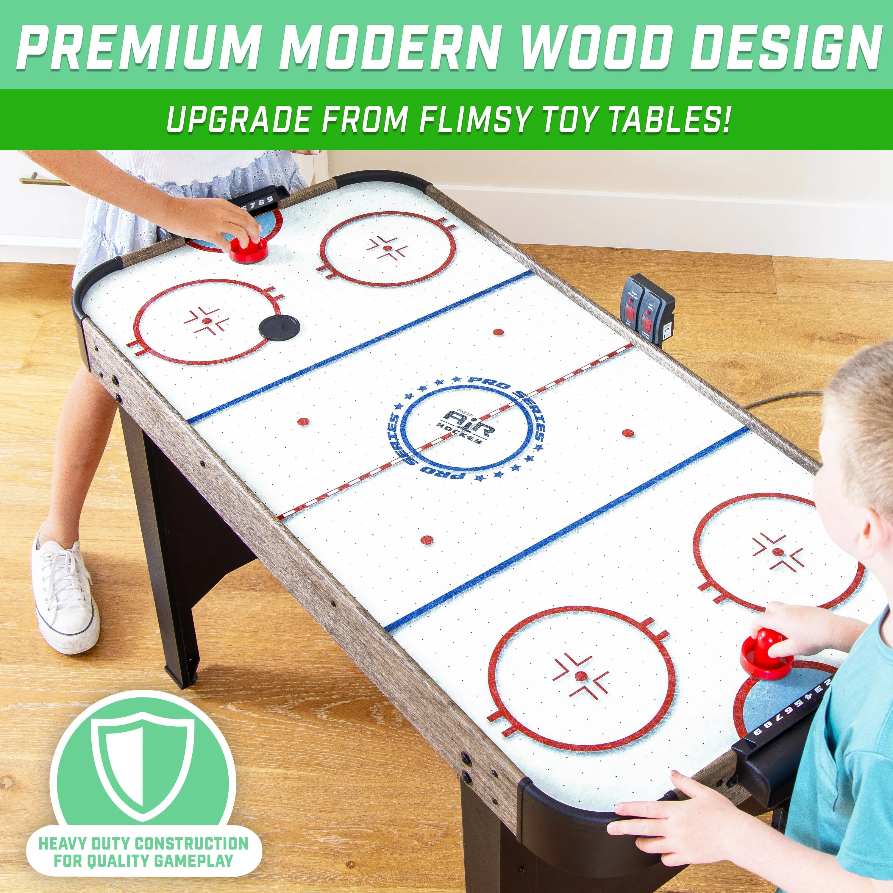 GoSports 48 Inch Air Hockey Arcade Table for Kids - Oak