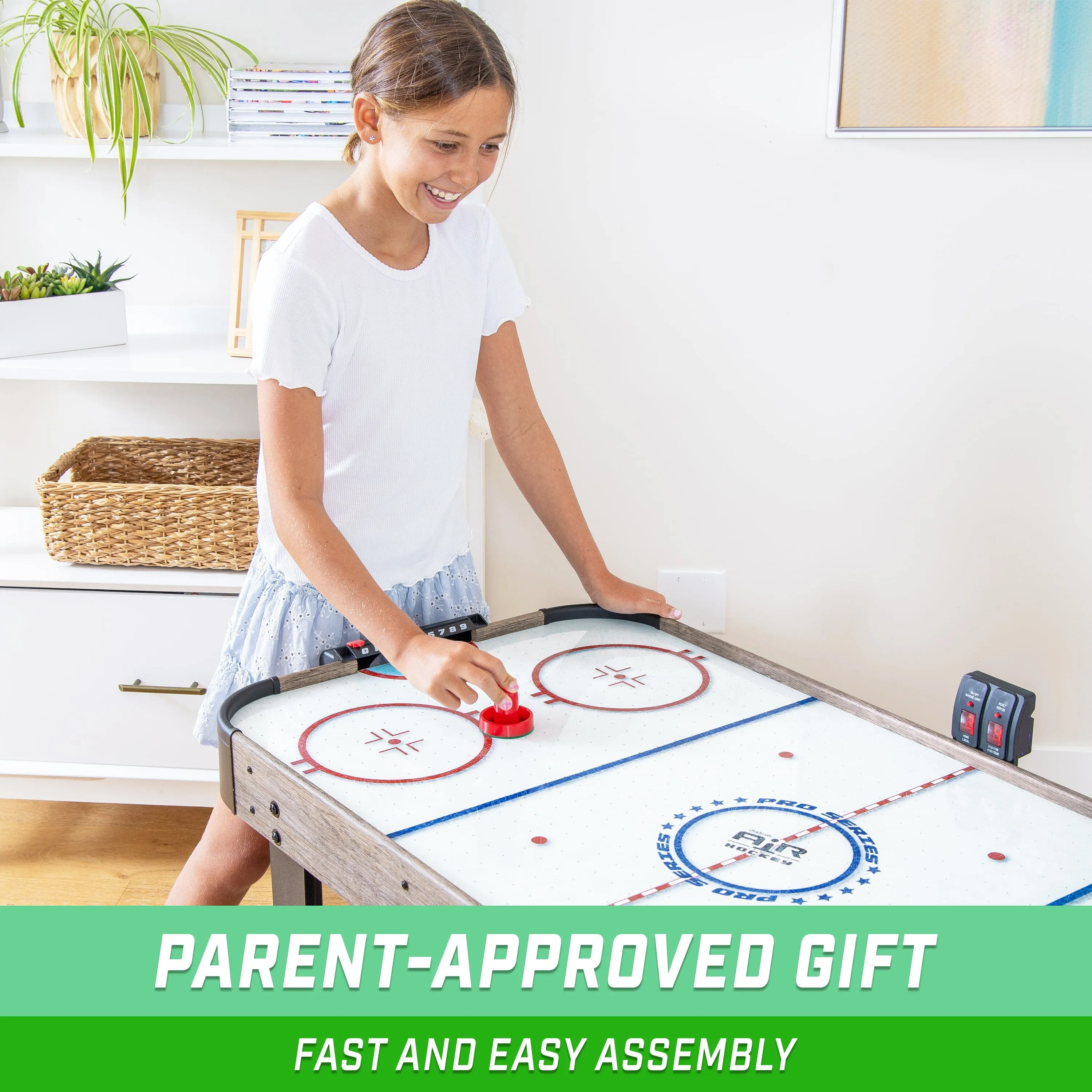 GoSports 48 Inch Air Hockey Arcade Table for Kids - Oak