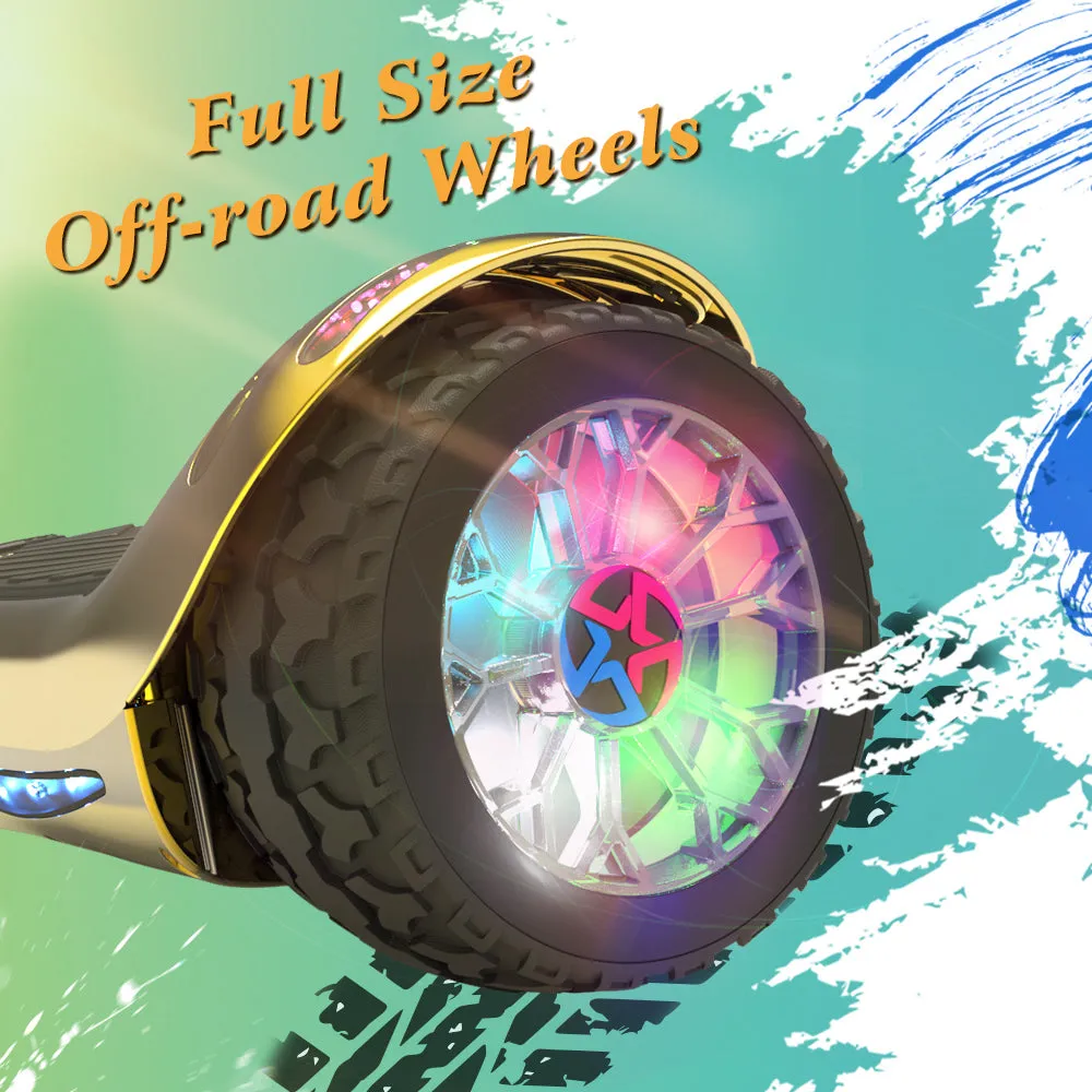 H-Rogue All-Terrain Bluetooth Hoverboard with Light-Up Wheels | Gold