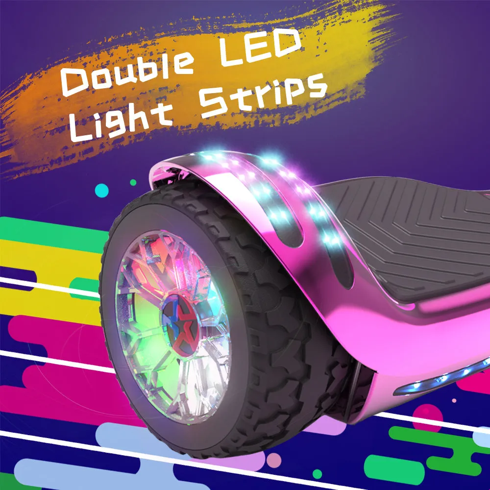 H-Rogue All-Terrain Bluetooth Hoverboard with Light-Up Wheels | Pink