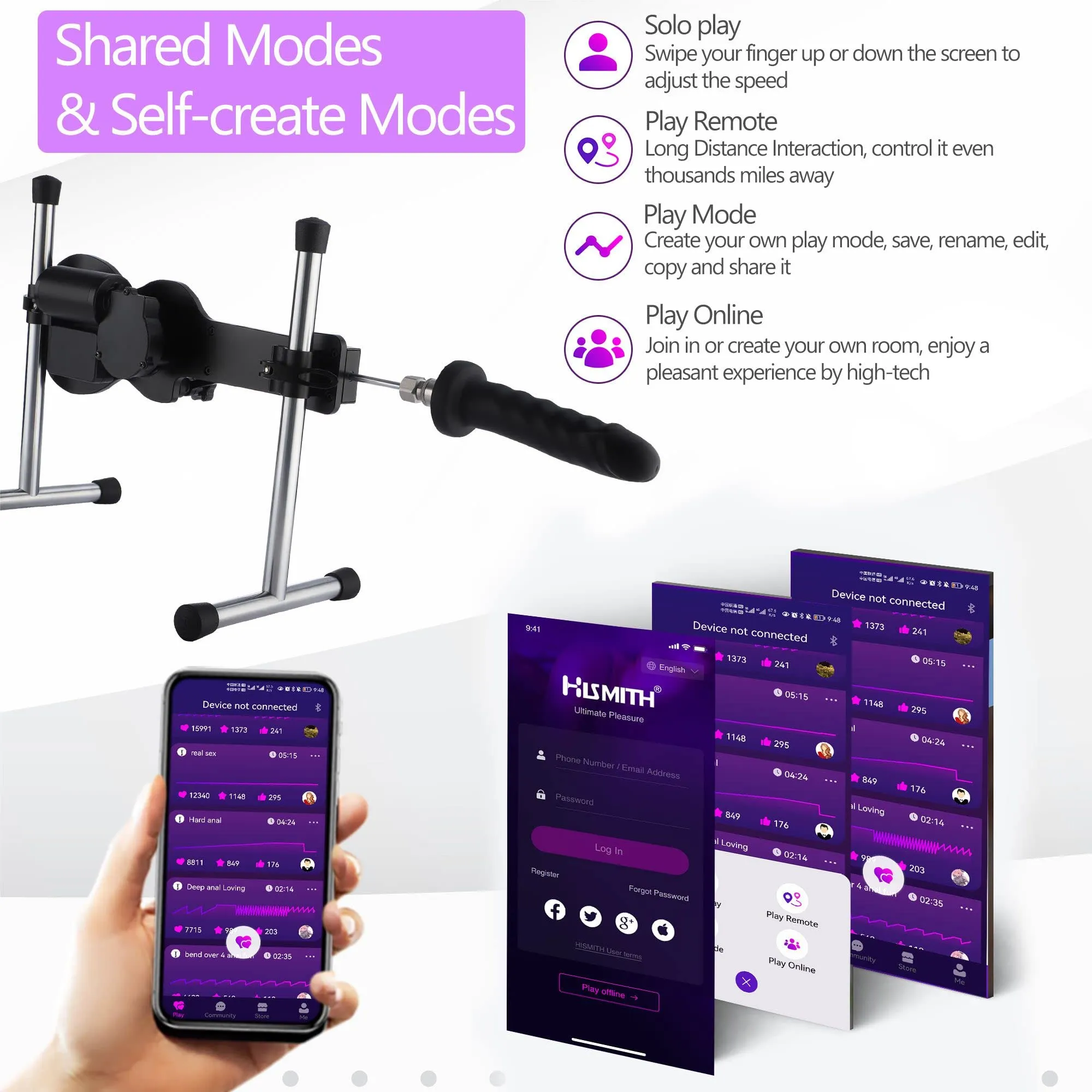 Hismith Mini Sex Machine with KlicLok System, APP Controlled Love Machine, AK-09