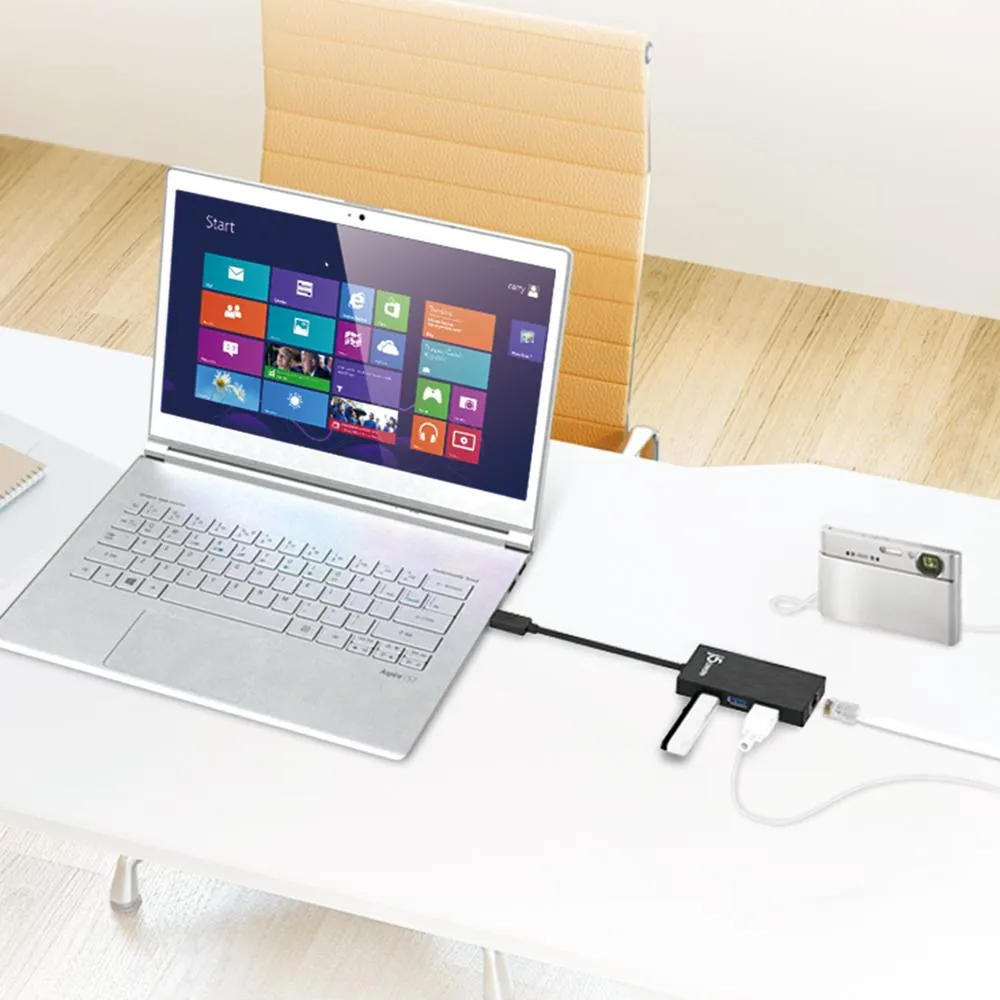 j5create JUH470 Gigabit Ethernet & 3-Port HUB