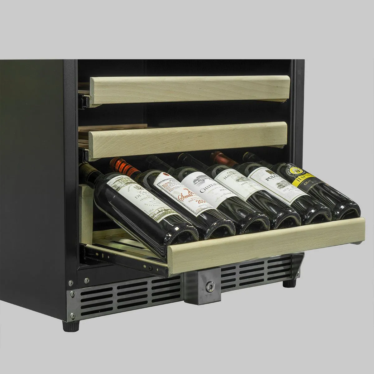 KingsBottle 24 In. Built-In/Under Counter Wine Cooler with Dual Zone Temperature Control