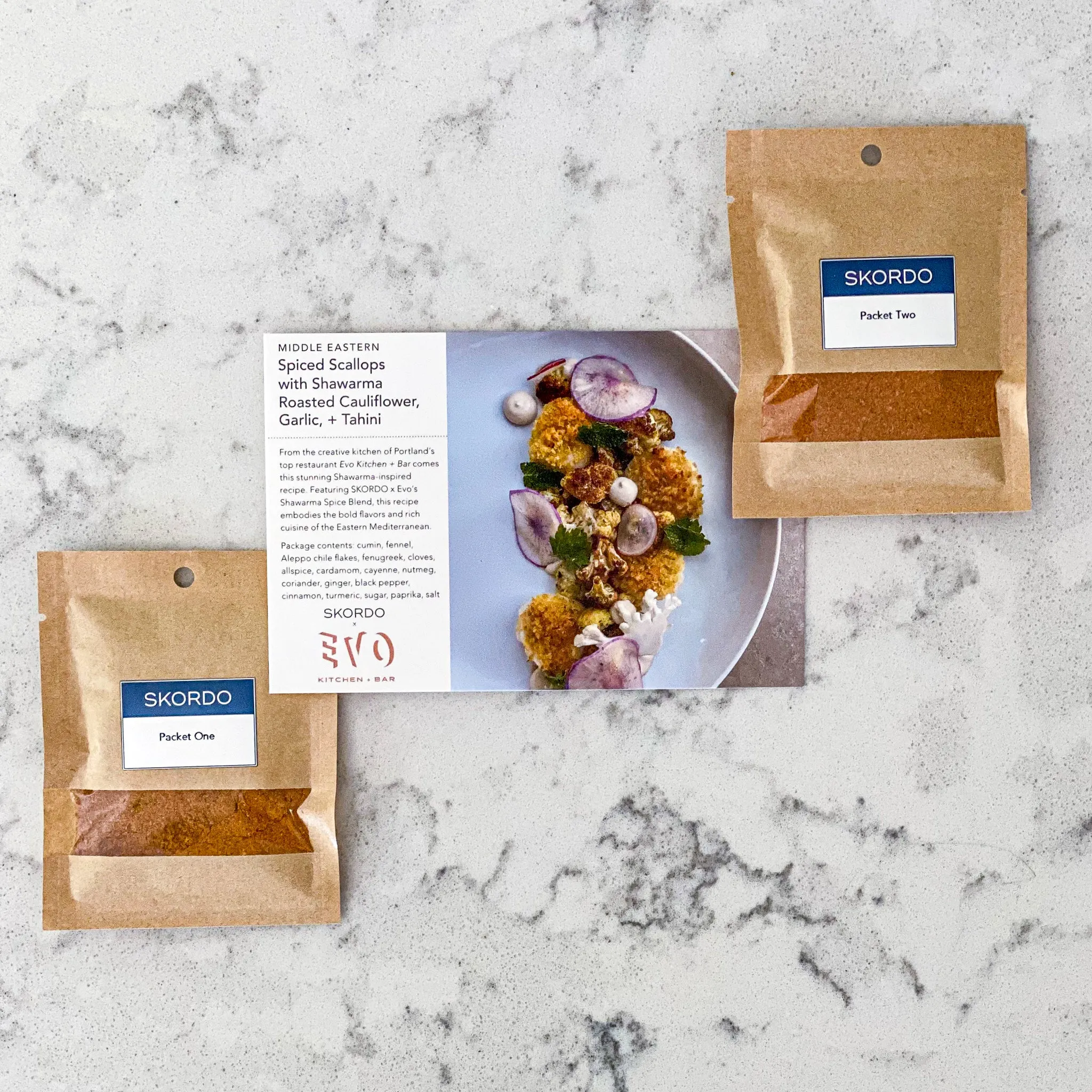 Middle Eastern Spiced Scallops with Shawarma Roasted Cauliflower, Garlic, and Tahini Recipe Kit