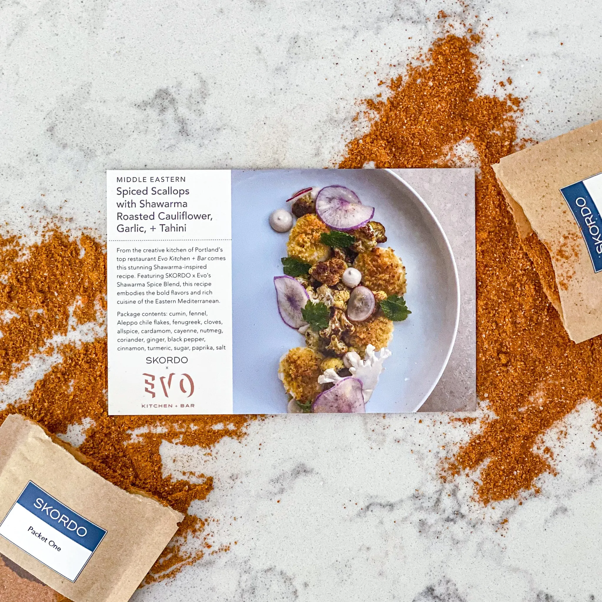 Middle Eastern Spiced Scallops with Shawarma Roasted Cauliflower, Garlic, and Tahini Recipe Kit