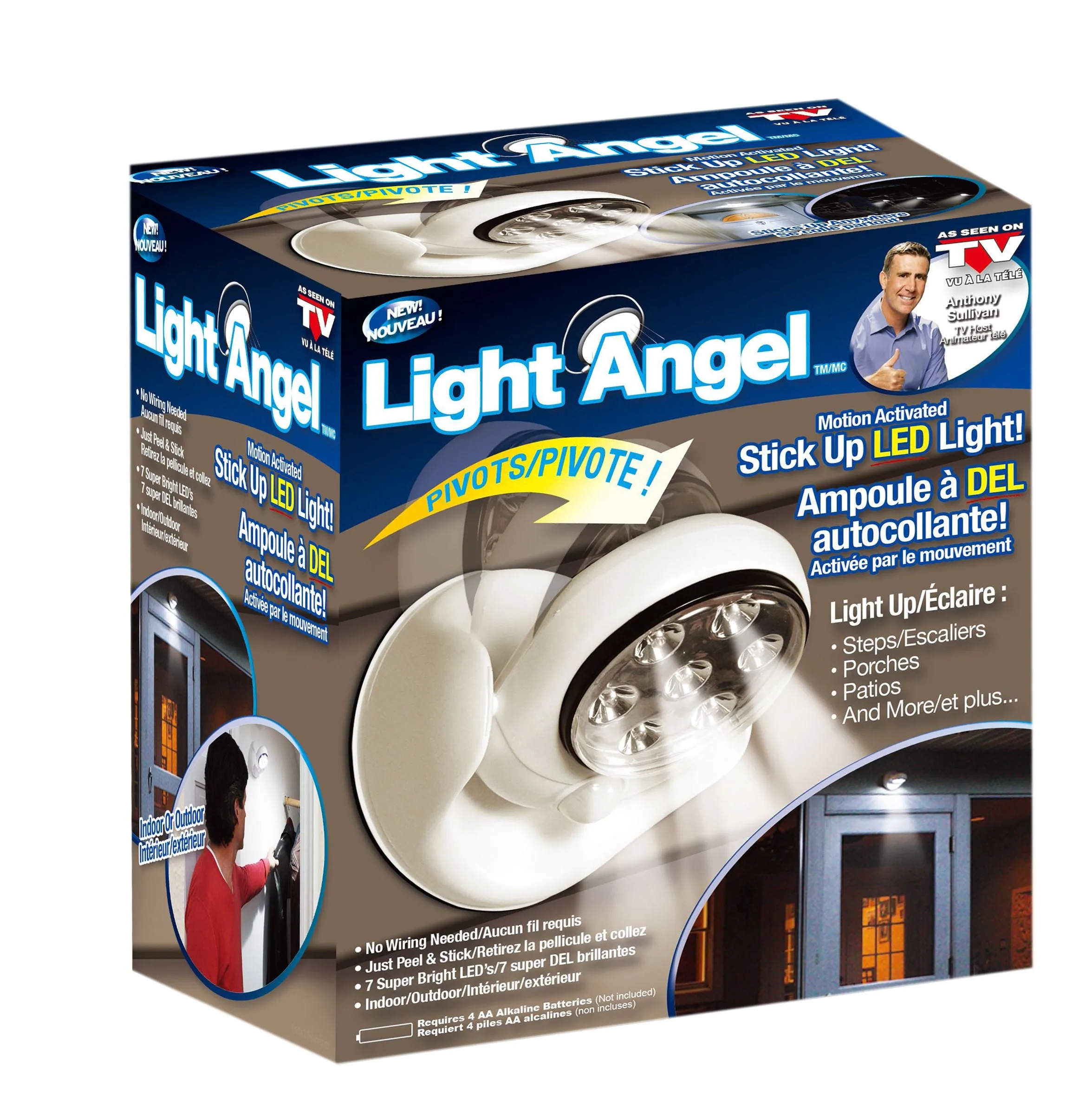 Motion Activated Light Angel As Seen On TV Cordless Induction Light Base Rotates 360! No Wiring Needed!