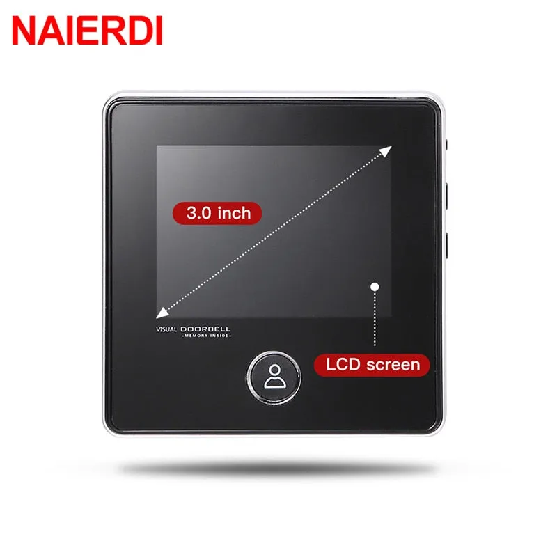 NAIERDI 3" LCD Screen Digital Door  Electronic Door Viewer Bell IR Night Door Peephole