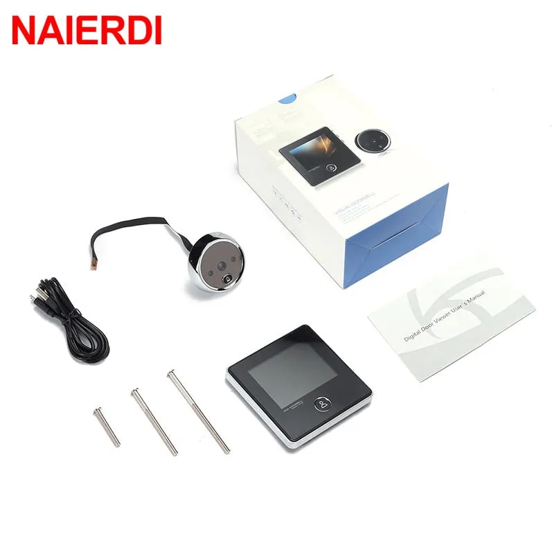 NAIERDI 3" LCD Screen Digital Door  Electronic Door Viewer Bell IR Night Door Peephole