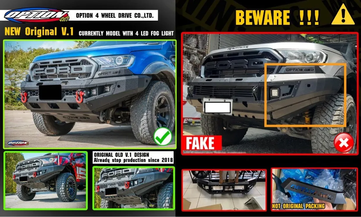 OPTION4WD - V.1 FRONT WINCH BAR - FORD RANGER & EVEREST (2015-2022) kit