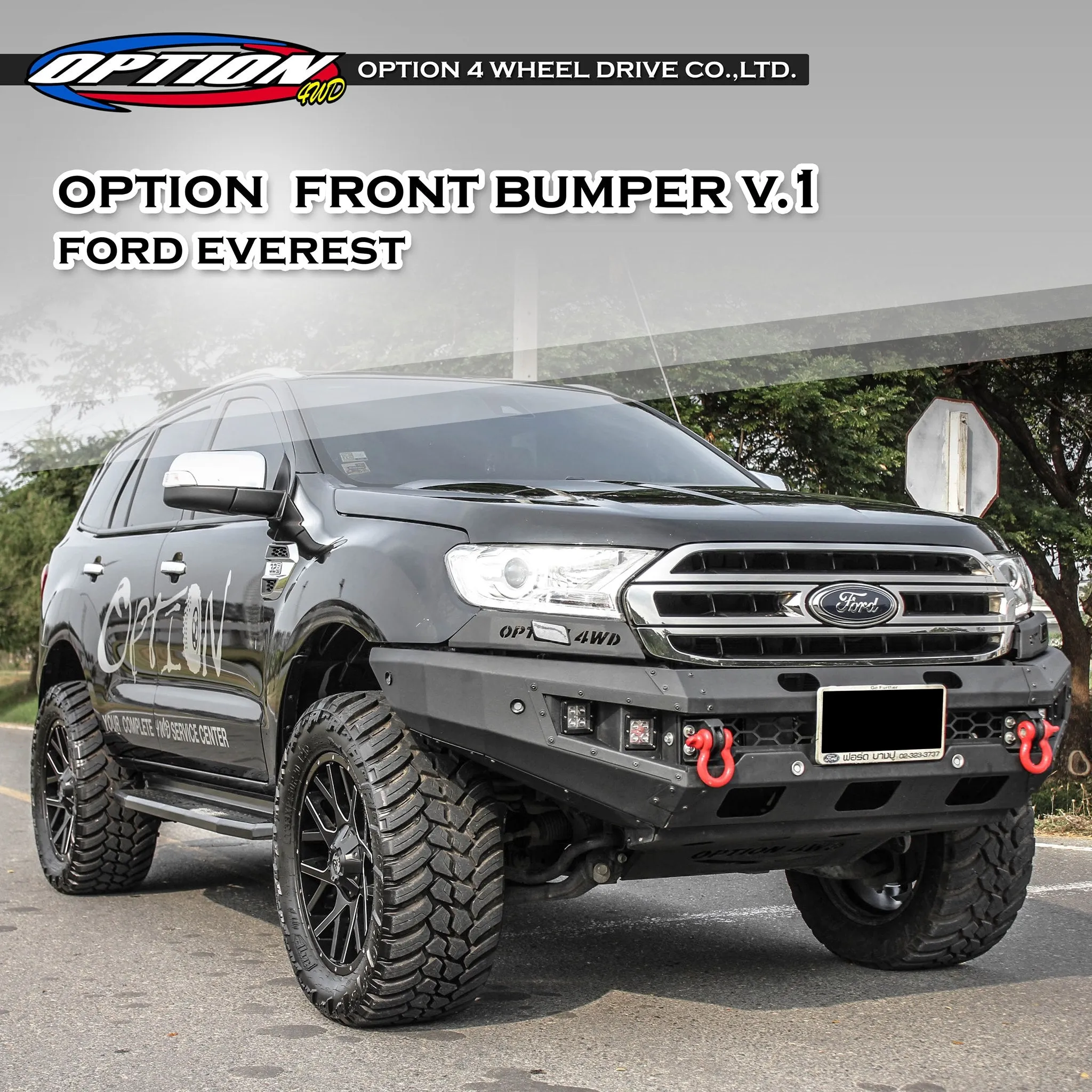 OPTION4WD - V.1 FRONT WINCH BAR - FORD RANGER & EVEREST (2015-2022) kit