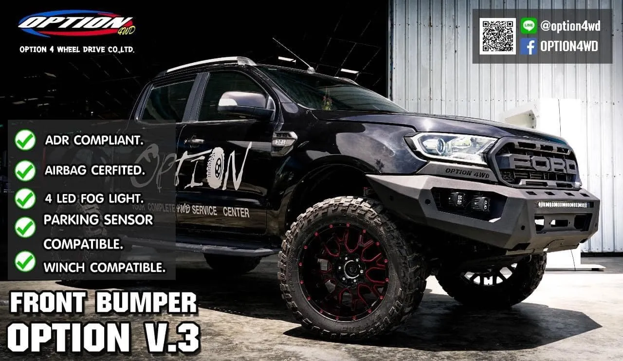 OPTION4WD - V.3 FRONT WINCH BAR - RANGER & EVEREST  (2015-2022)