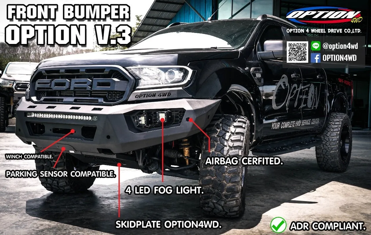 OPTION4WD - V.3 FRONT WINCH BAR - RANGER & EVEREST  (2015-2022)