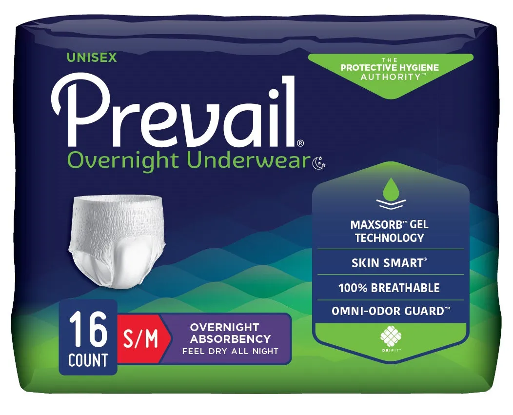 Prevail Unisex Overnight Underwear, Heavy Absorbency, Pull On with Tear Away Seams