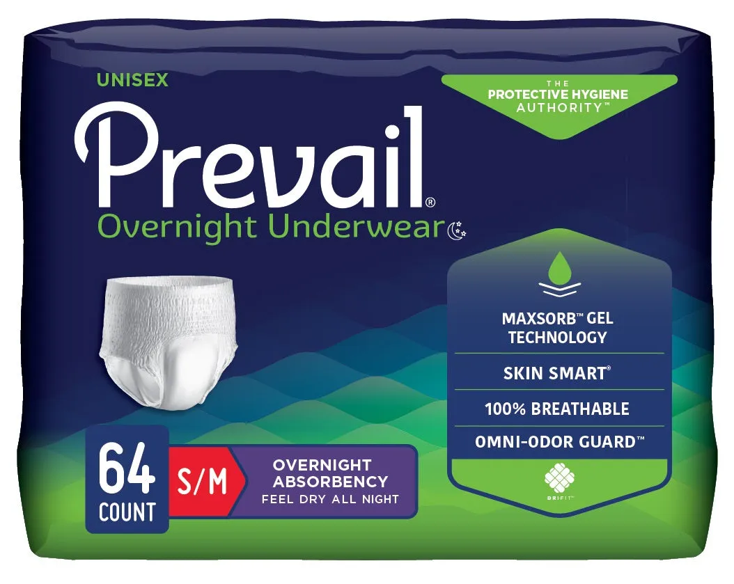 Prevail Unisex Overnight Underwear, Heavy Absorbency, Pull On with Tear Away Seams