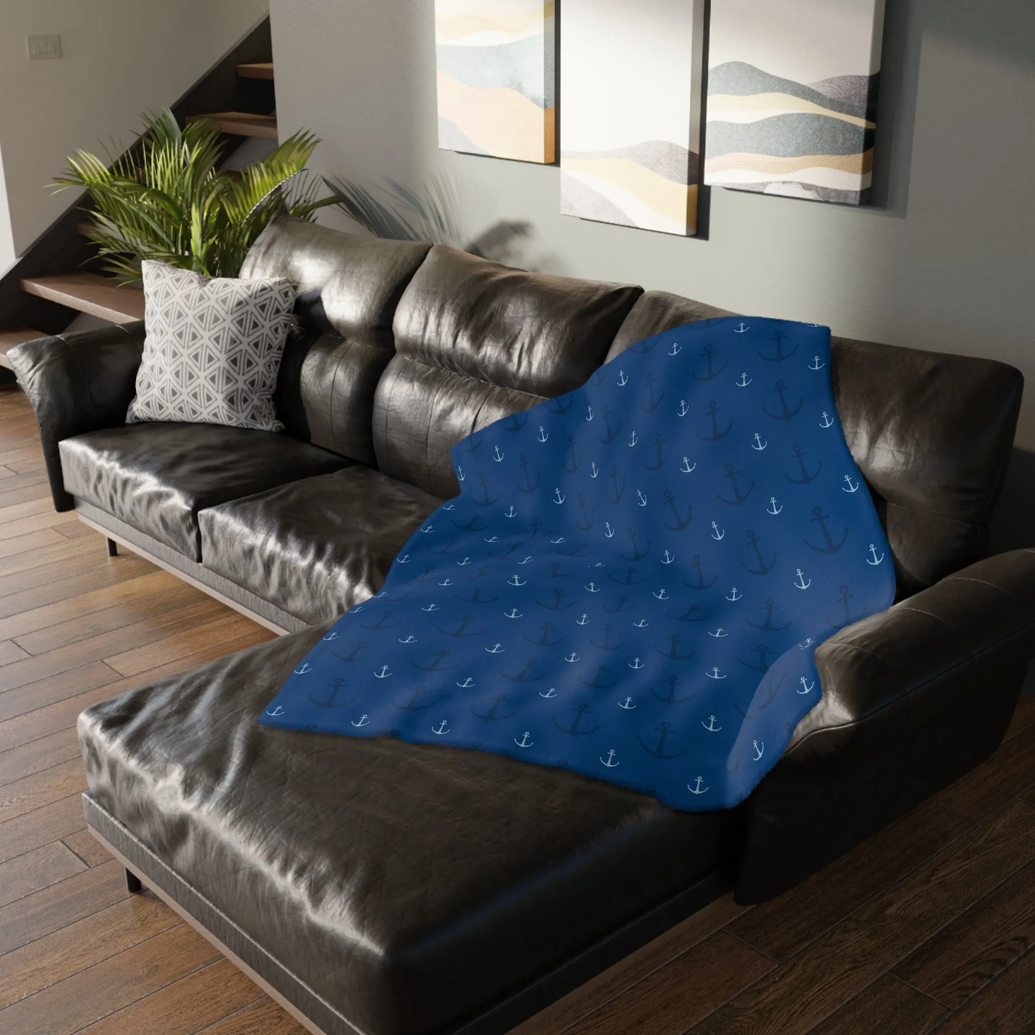 "Anchored in the Storm" Reversible, Minky Blanket