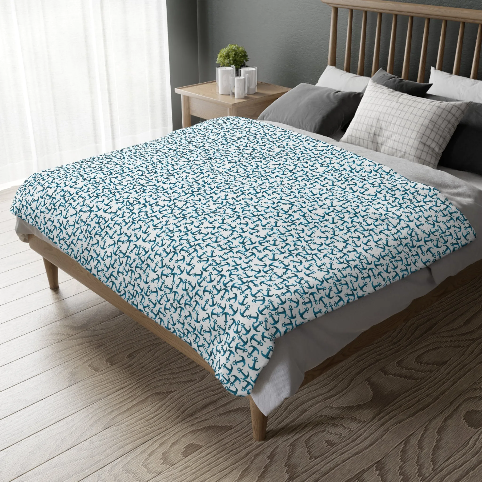 "Anchored in the Storm" Reversible, Minky Blanket
