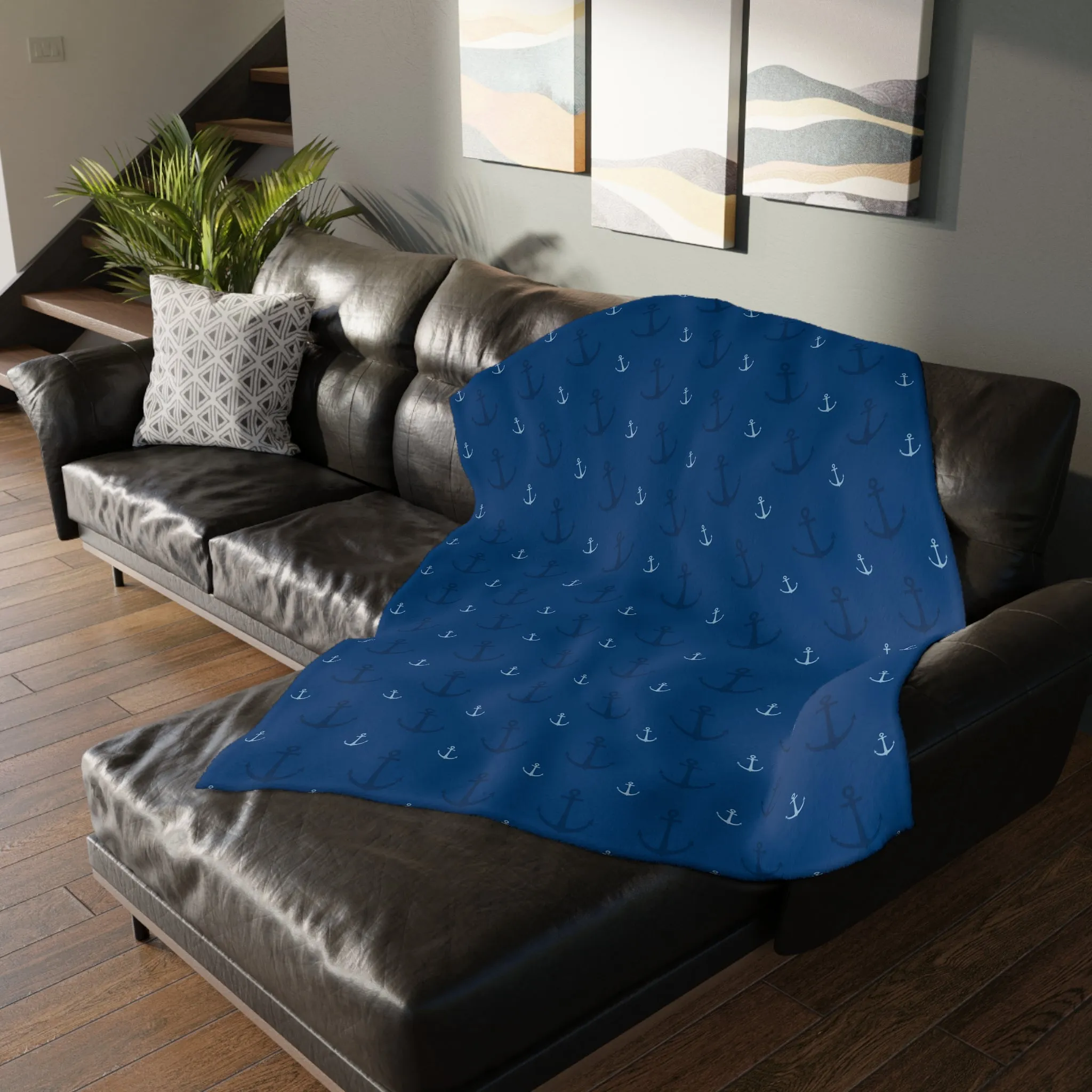 "Anchored in the Storm" Reversible, Minky Blanket