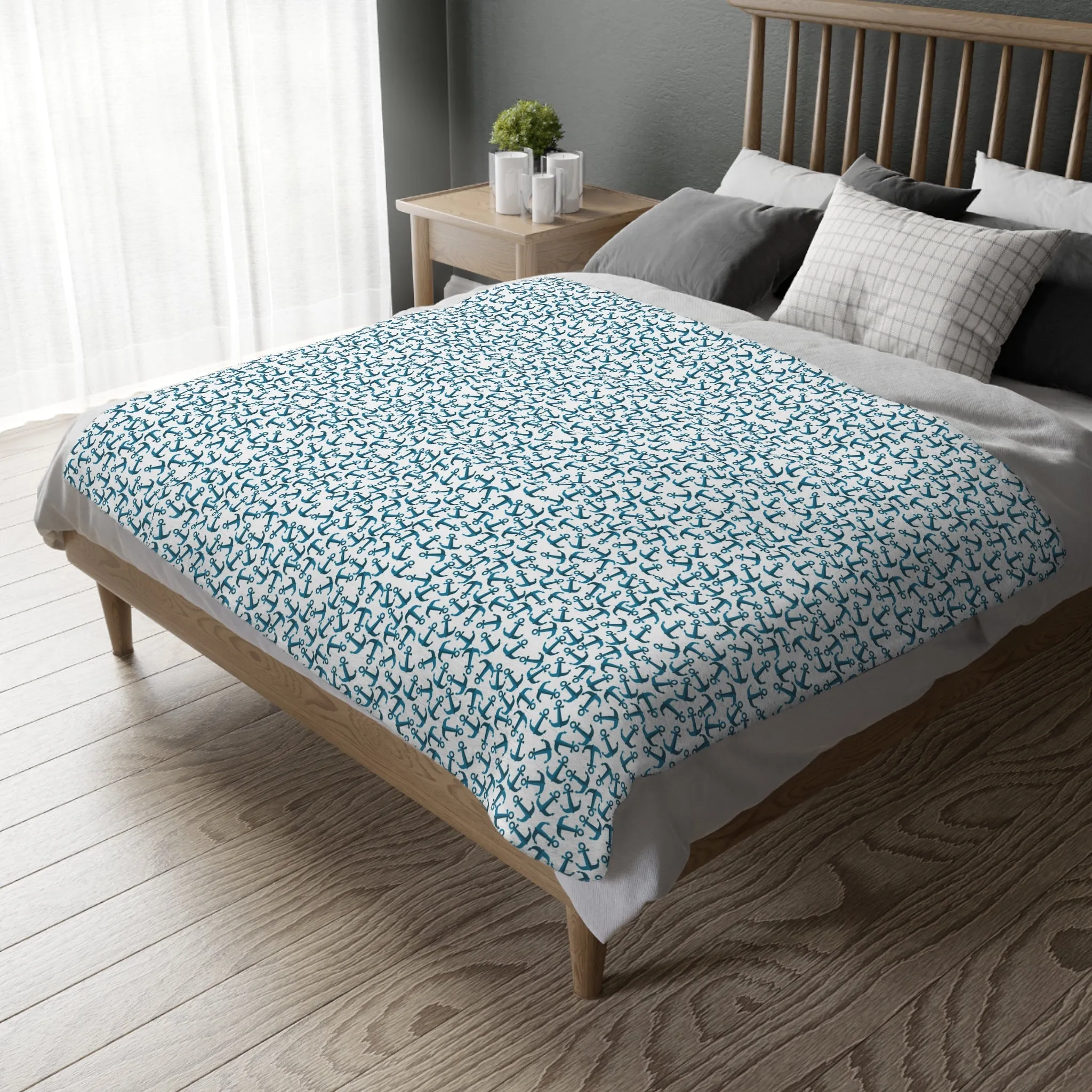 "Anchored in the Storm" Reversible, Minky Blanket