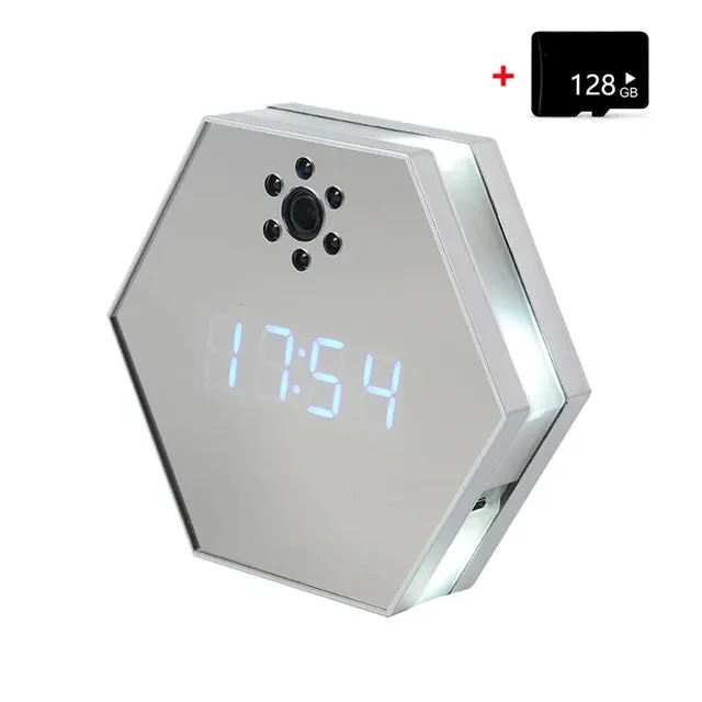 "Innovative Surveillance: 4K HD Mini WiFi Camera Electronic Clock with Two-Way Audio"
