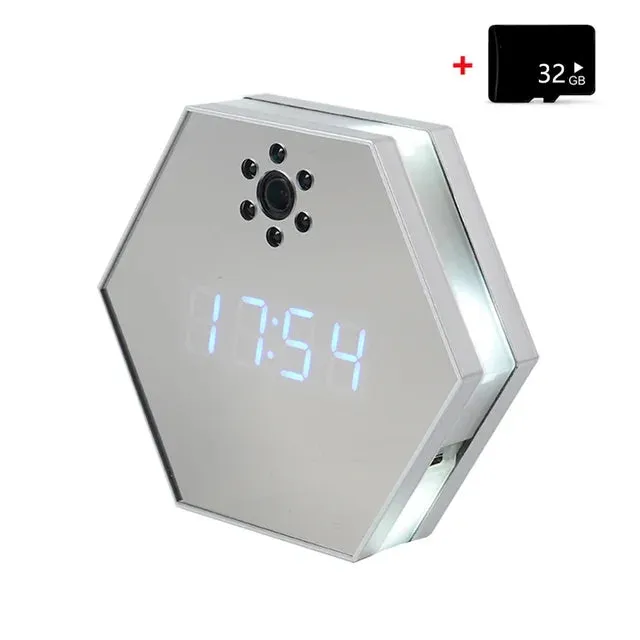 "Innovative Surveillance: 4K HD Mini WiFi Camera Electronic Clock with Two-Way Audio"
