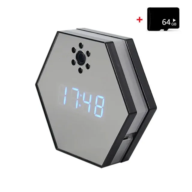 "Innovative Surveillance: 4K HD Mini WiFi Camera Electronic Clock with Two-Way Audio"